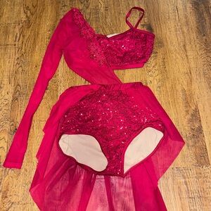 Weissman Red Performance Costume with Lace and Mesh